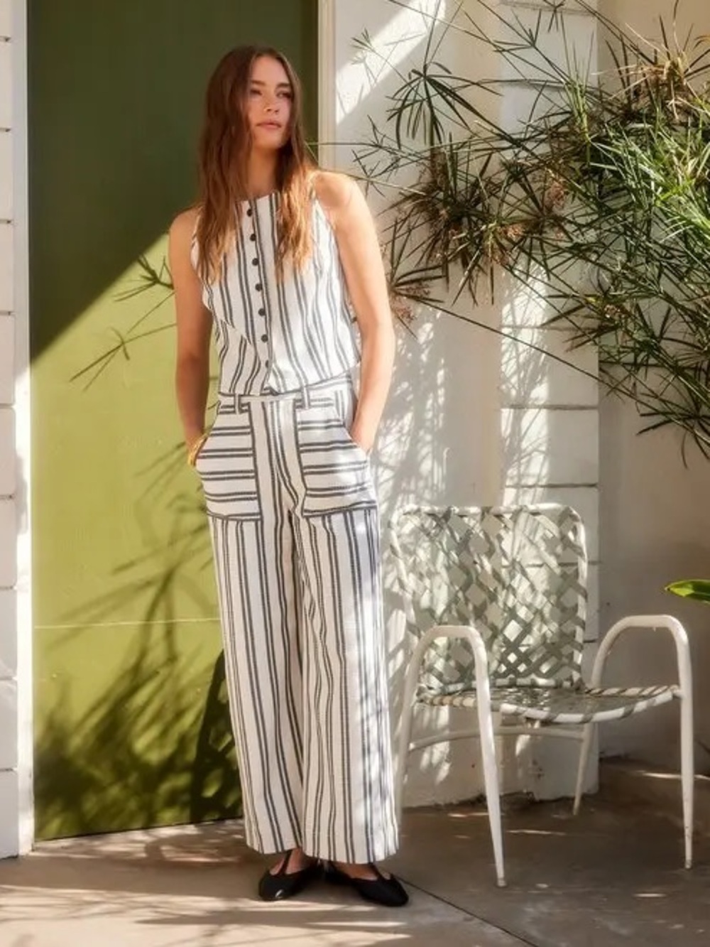 Fifteen Twenty Rylee Striped Crop Pant Navy White Cotton 4